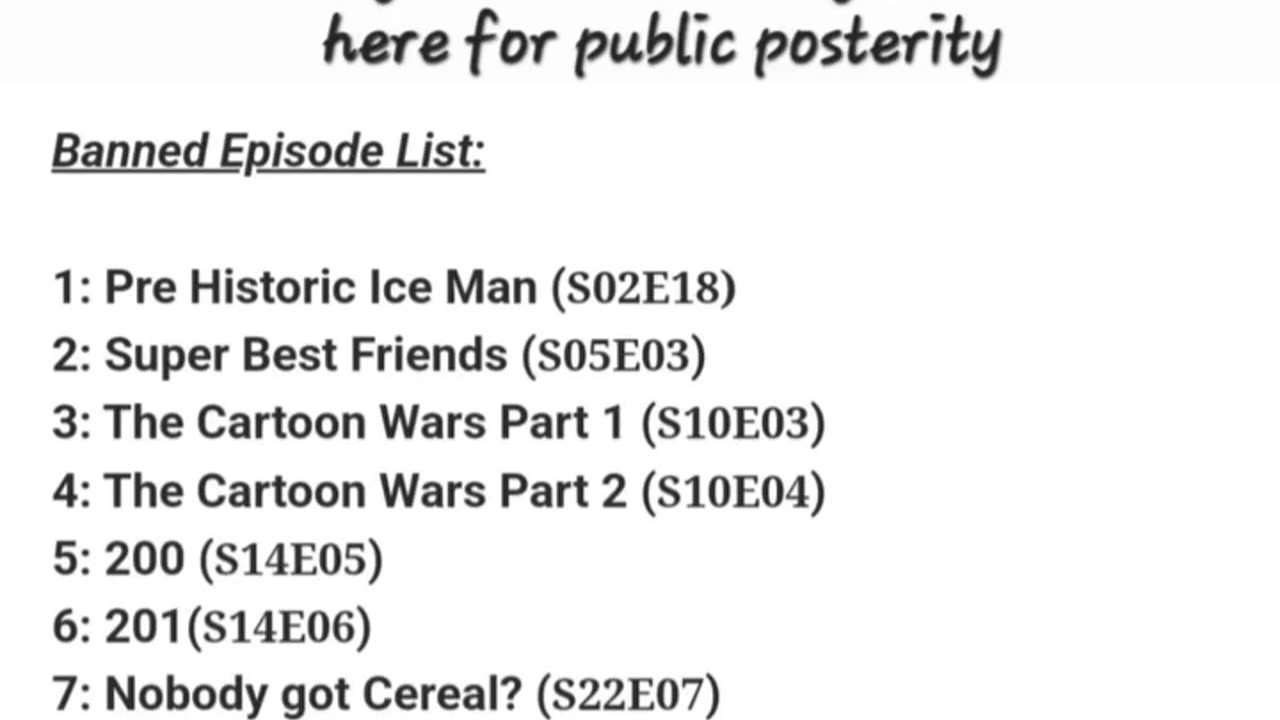 The Southpark Rare Banned Episodes List