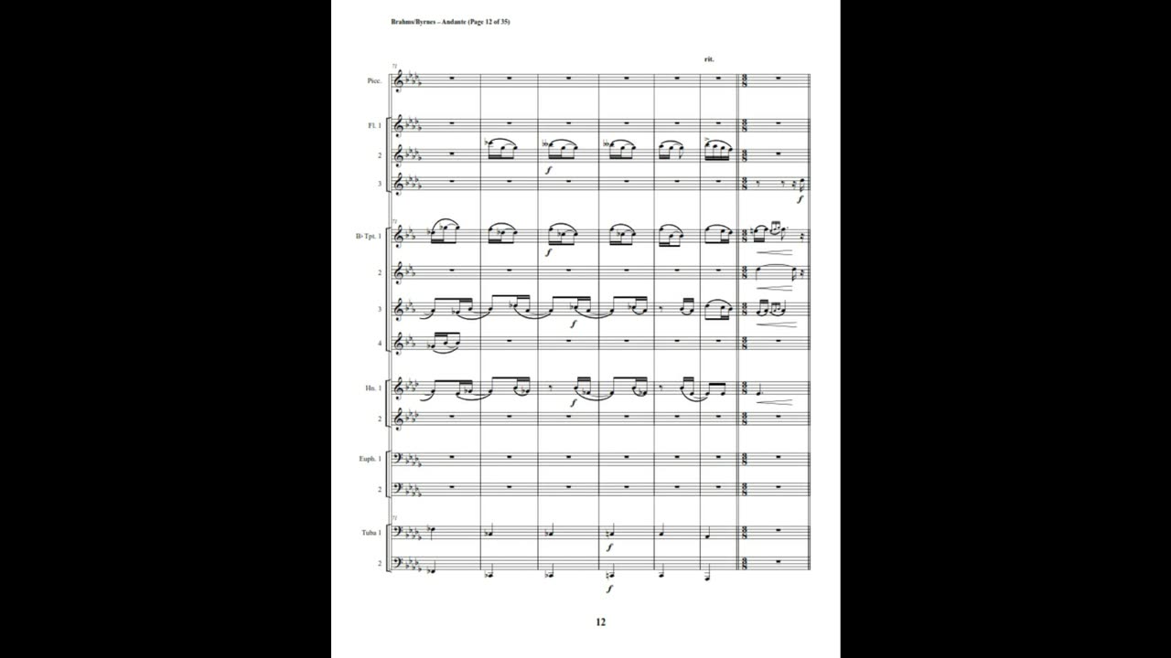 Johannes Brahms – Andante, Op. 5 (Brass Choir + Piccolo & 3 Flutes)