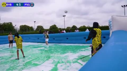 SLIP N SLIDE CHAMPIONS LEAGUE FOOTBALL MATCH VIDEO