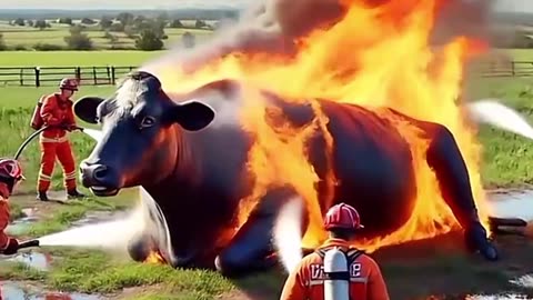 Cow's body fire! Farmers and rescue teams saved their lives. Dil touching video 💔🔥