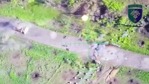 Russian Mechanized Column With Mine Clearing Vehicles Attempting to Break Through Ukrainian Border