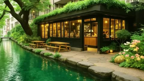 Relaxing Jazz at a Cozy Outdoor Forest Café – Perfect for Studying & Working
