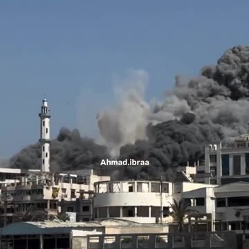 The moment Al-Ghofari Tower in Gaza was targeted