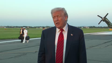 President Trump Gaggles with Press at Lehigh Valley International Airport, Aug. 3, 2025