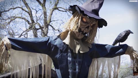 MR5125305 - 96 inch Staked Scarecrow Animated Halloween Prop - Morris Costumes