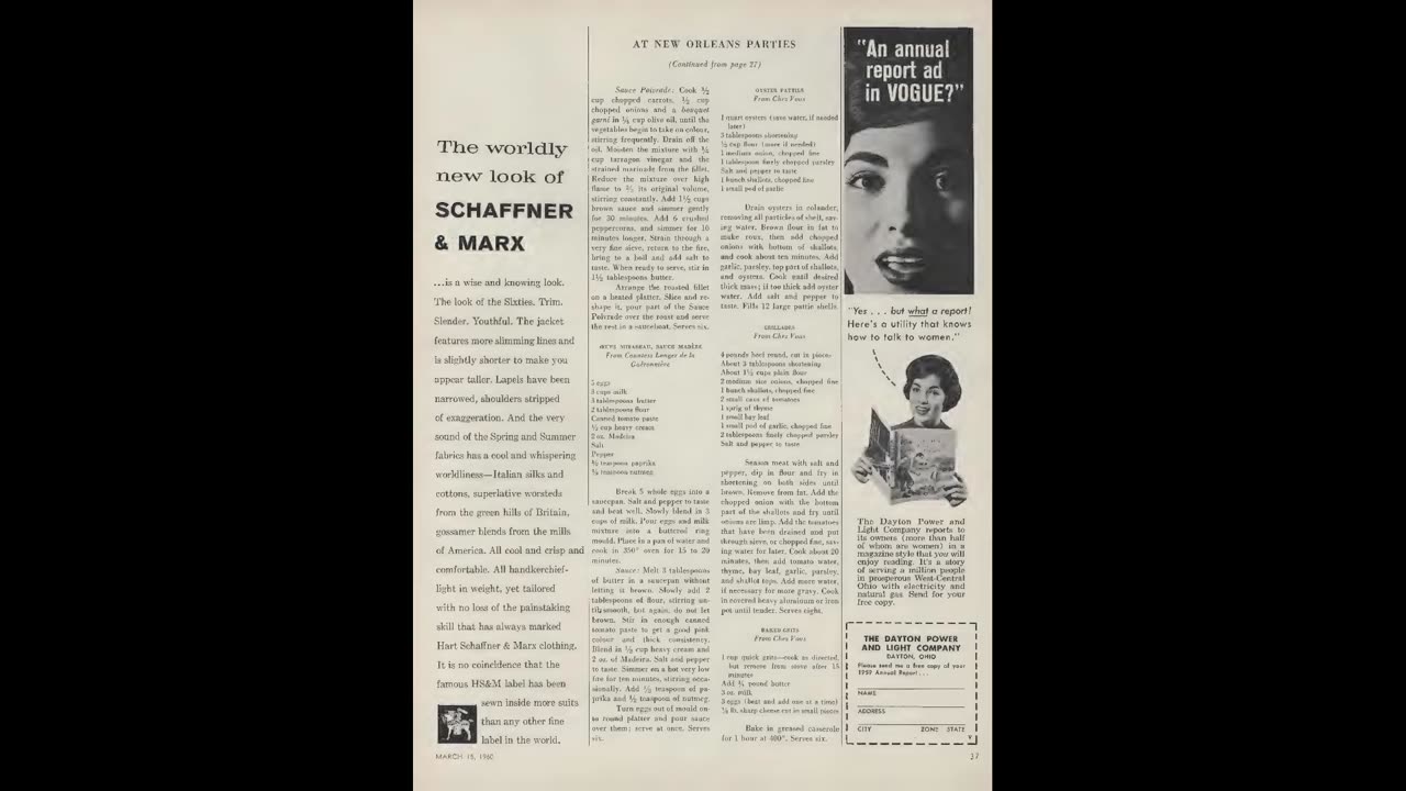March 1960 Vogue Magazine ASMR. Look back at the Beauty.