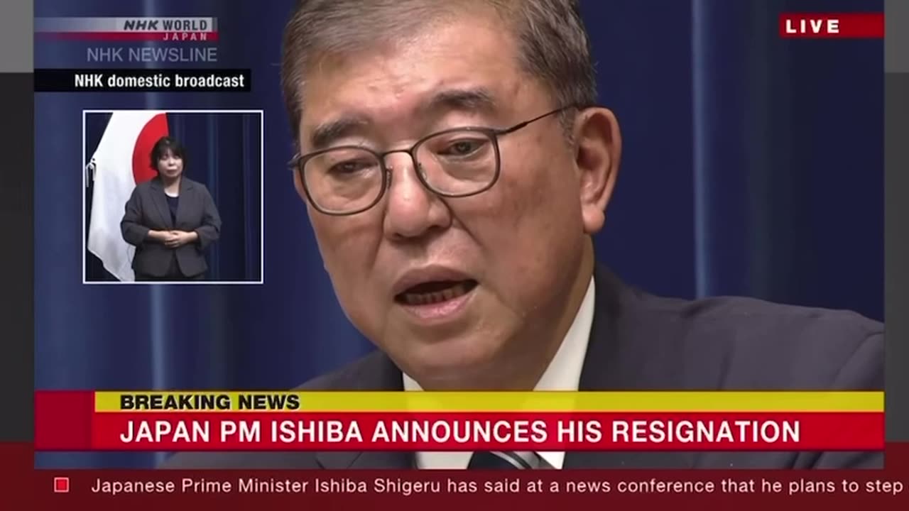 Japan's PM Shigeru Ishiba announces his resignation.