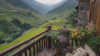 Resort Lounge with Rice Paddy Views.