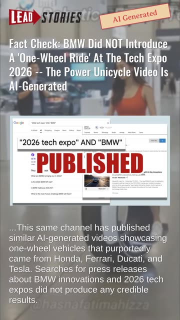 Fact Check: BMW Did NOT Introduce A 'One-Wheel Ride' At The Tech Expo 2026 -- AI-Generated
