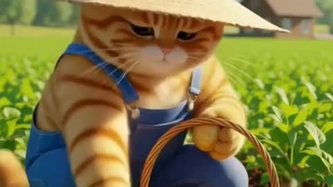 Farmer Cat Harvests Potatoes with His Kittens 👨‍🌾🥔😺