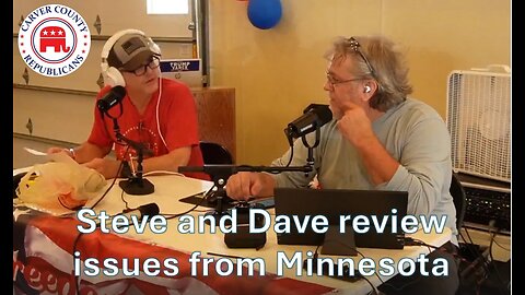 Steve and Dave review issues from Minnesota while sampling pie from the cookoff.