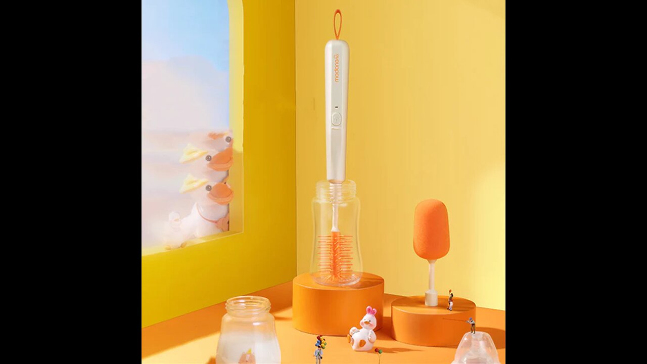 2-in-1 Rechargeable Baby Bottle Brush, with Two Replaceable Heads, Ergonomic Design & Powerful Motor