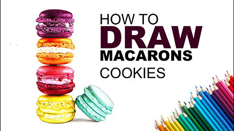 How To Draw Macaron Cookies Using Coloured Pencils.