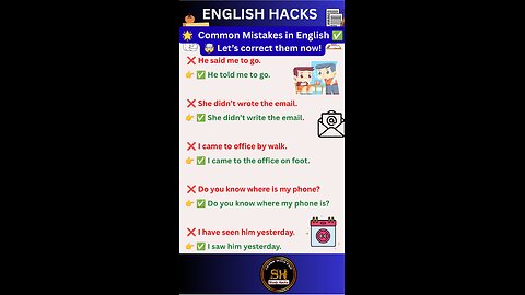 Common Mistakes in English spoken and grammar you need to correct #studyhacks123 #english #shorts