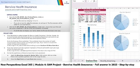 New Perspectives Excel 365 | Module 4: SAM Project A| Benviva Health Insurance (Full answer in 2025)