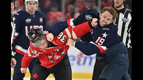 Canada vs. USA - 3 Fights in 9 seconds (Hockey)