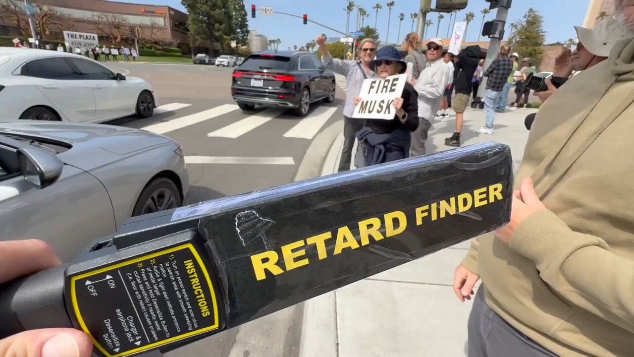 Here's Your Palate Cleanser: Dude Brought A Retard Finder To An Anti-Elon Protest LOL