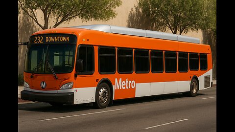 LA Metro New flyer Citybus 46 Foot Bus Driving on The Road