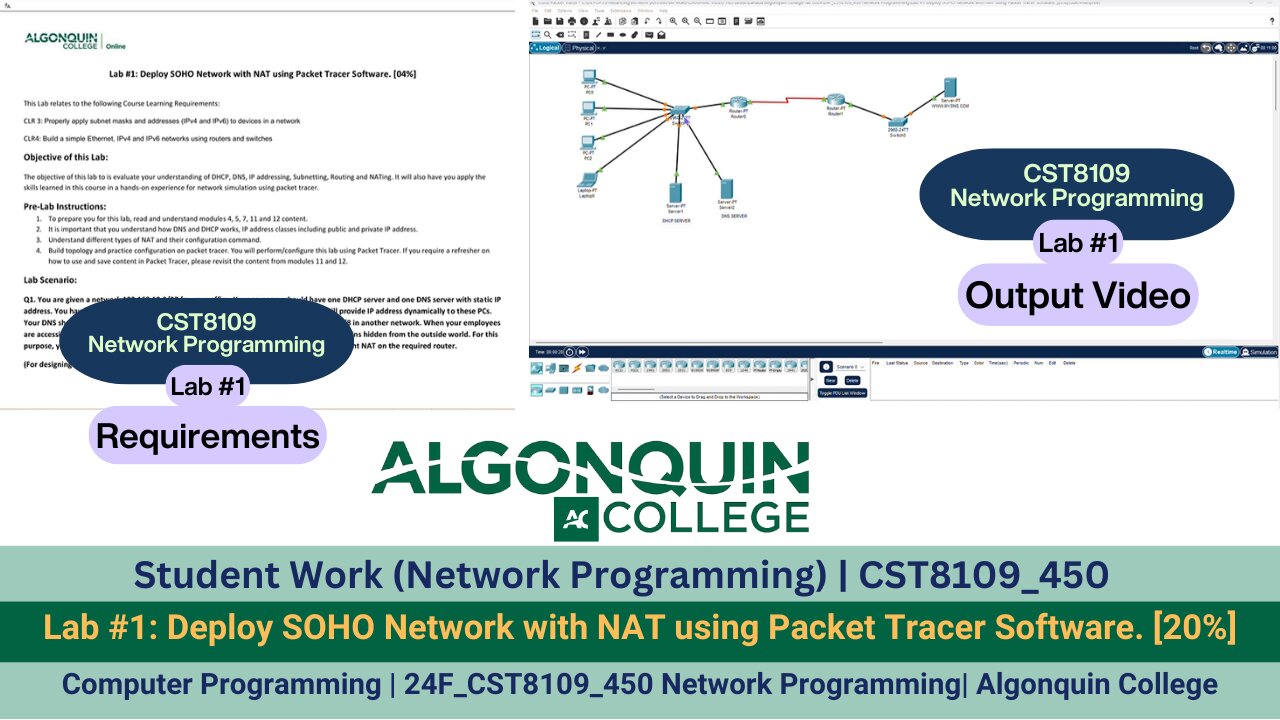 Student Work (Lab)| 24F_CST8109_450 Network Programming Lab 1 Work video | Algonquin