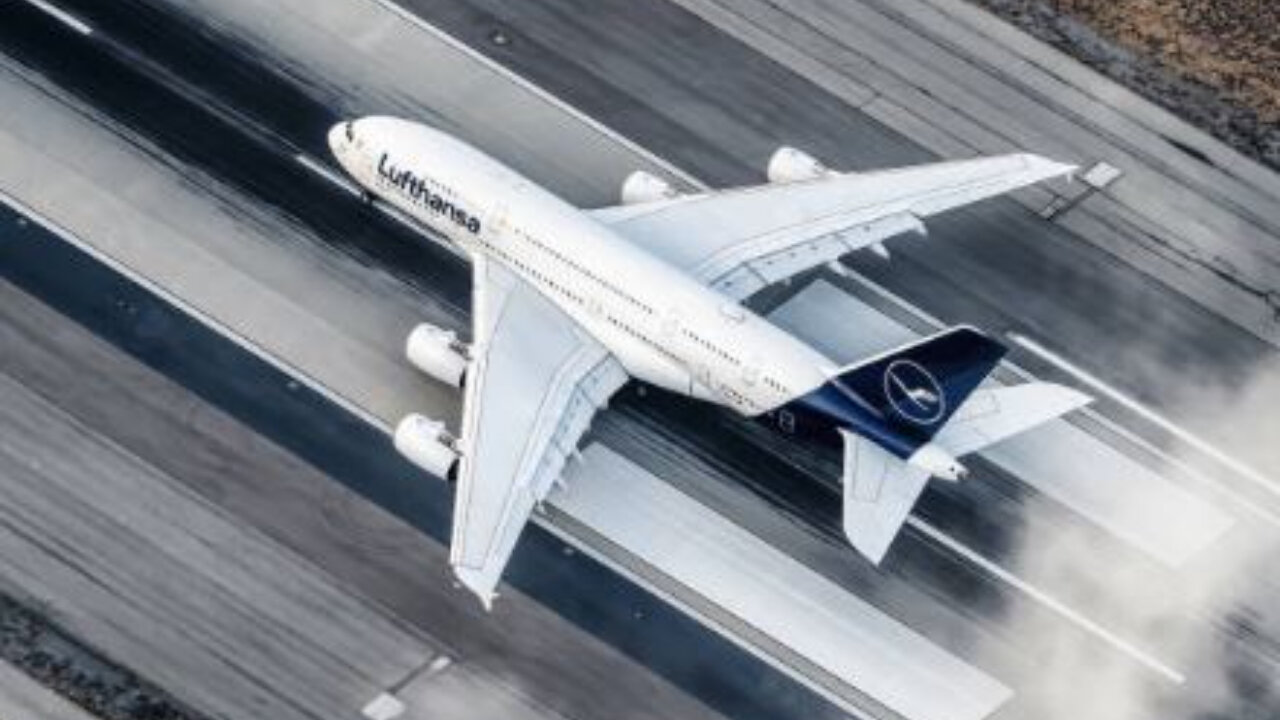 Lufthansa A380 ✈️ Takeoff From Above! 🚀 Aerial View of Giant Jet Lifting Off 🌍