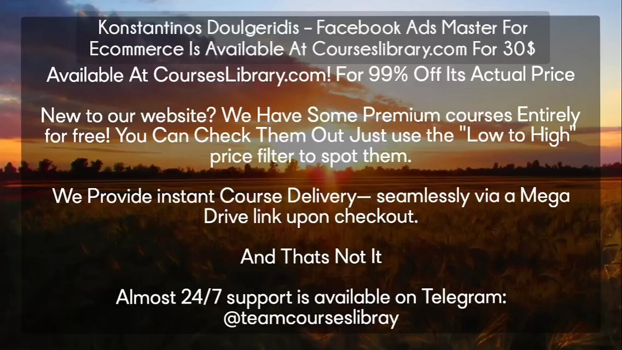 Konstantinos Doulgeridis Facebook Ads Master For Ecommerce Is AvailableAt Courseslibrary.com For 30$