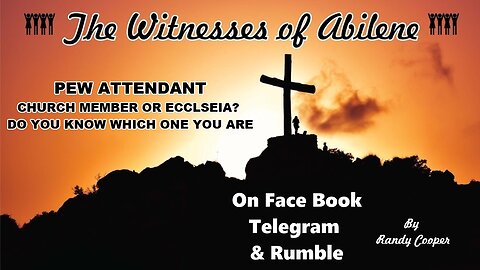 PEW Attendant, Church Member or Ecclesia? Do you know which one you are?