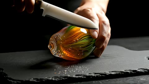 Slicing a glass papaya! 🔪🤯 What a surprise inside!