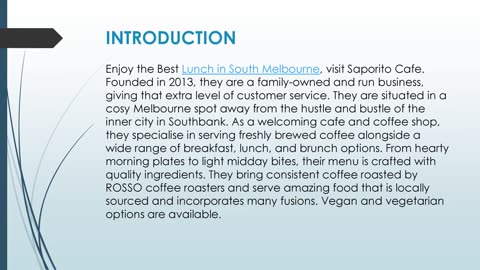 Get the best Lunch in South Melbourne