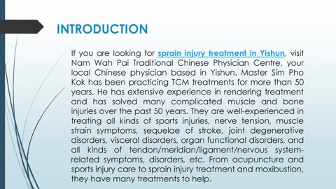 If you are looking for a sprain injury treatment in Yishun