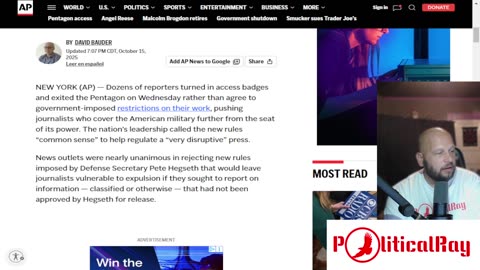 Reporters from Pentagon walk out in refusal to sign new rules...