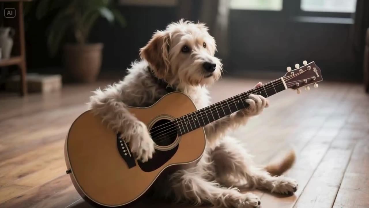Realistic Dog Playing Guitar – Funny Pet Performance