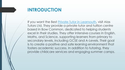 Best Private Tutor in Leamouth