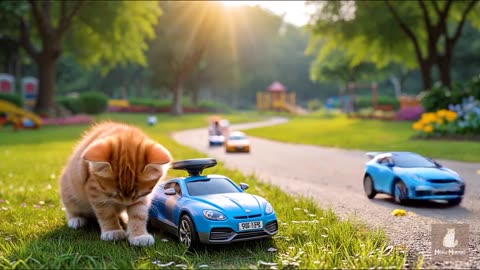 Mama Cat Builds a Beautiful Toy Car for Kitten Heartwarming _ Peaceful Story 🐾🐱🚗💛