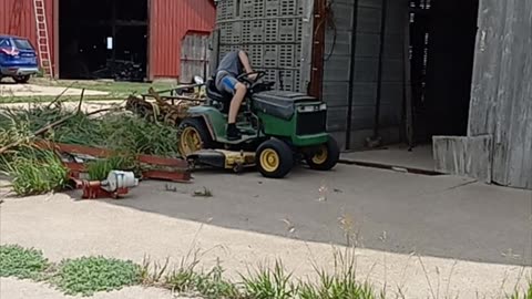 Me Pulling a Mulberry Stump Out of Cement.