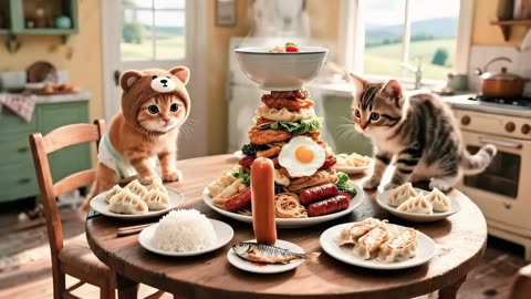 Ginger Sister Cat Pretends to Be a Ghost to Scare Her Naughty Little Brother and the Stray Kitten!