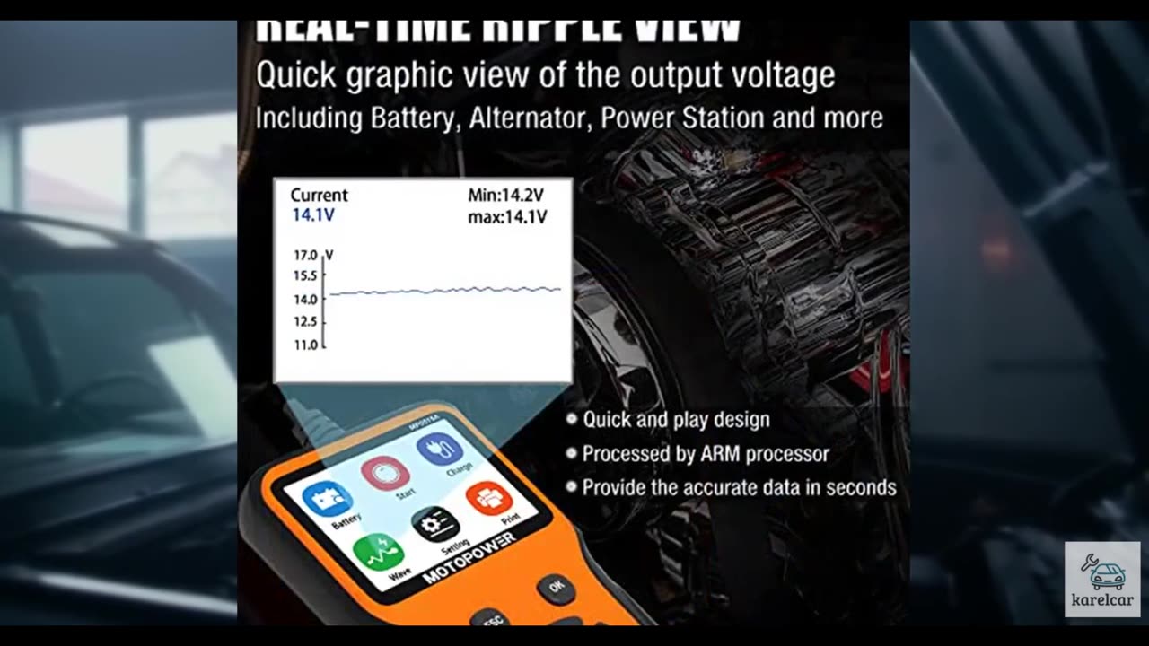 MOTOPOWER MP0515A 12V Car Battery Tester Automotive 100-2000 CCA Battery Load T