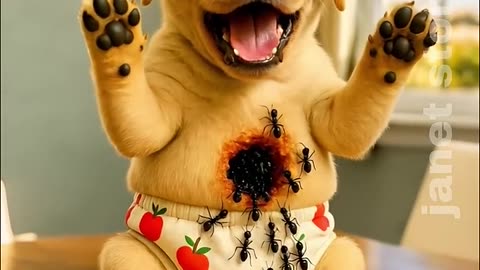 The cute dog ate ants along with the ice cream #ai #baby #dog
