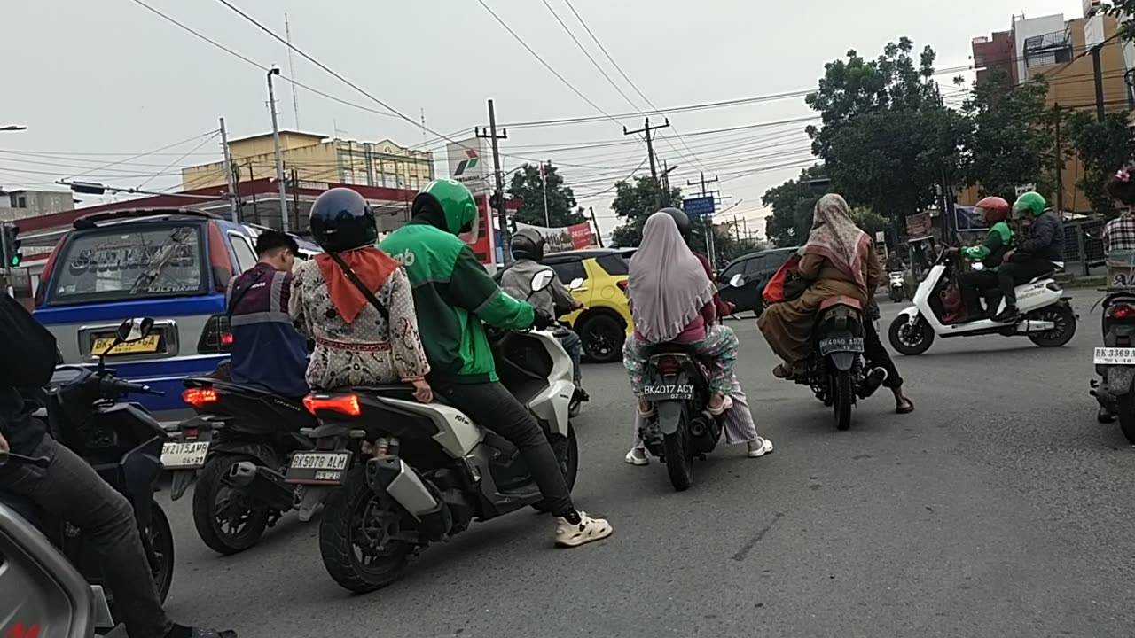 Busy Morning at a Four-Way Intersection
