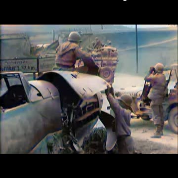 US troops inspect captured enemy ✈️ April 1945 🎥 #Colourized