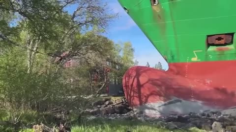 Norwegian man wakes to find cargo ship nearly crashed into his house