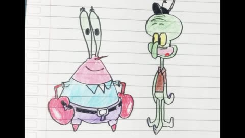 Drawing tuan crab and Squidward