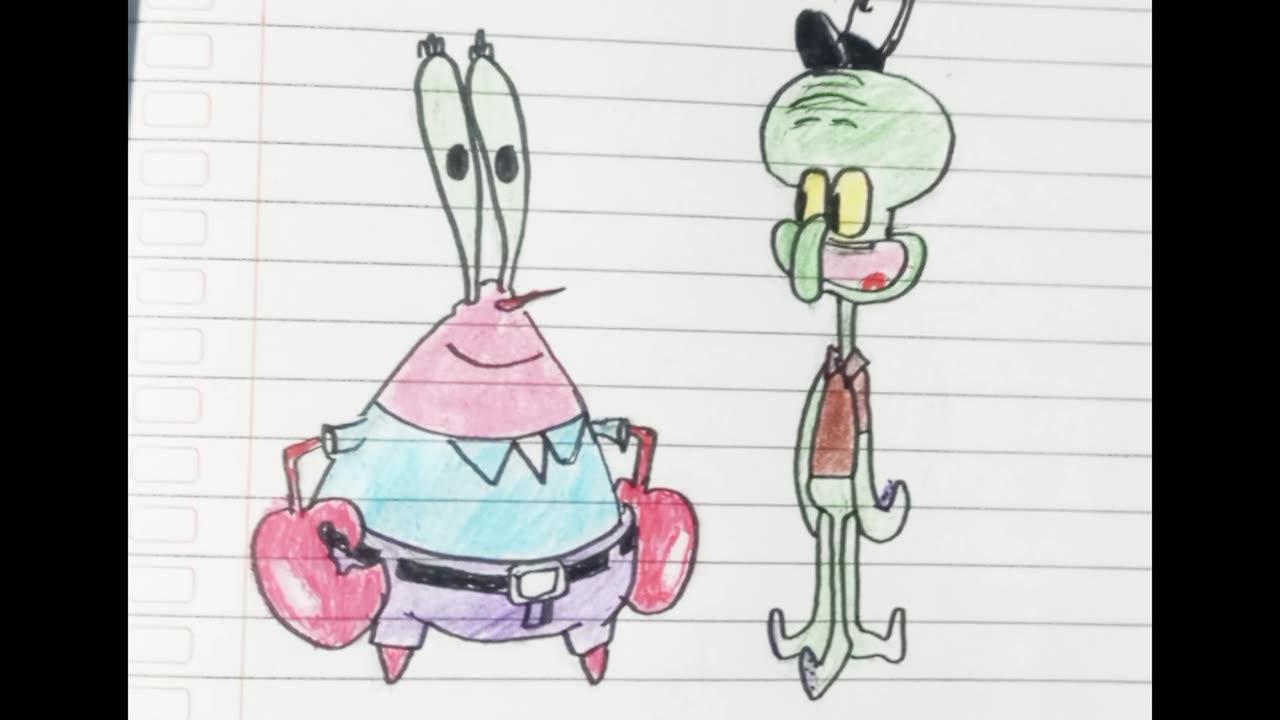Drawing tuan crab and Squidward