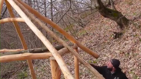 A beautiful wooden house in the forest built with your own hands