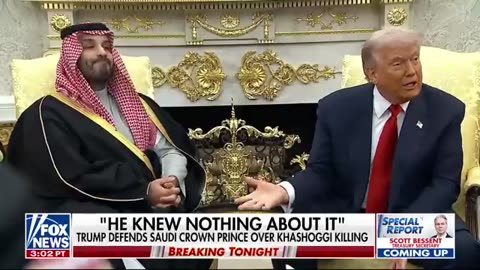 TENSE EXCHANGE_ Trump clashes with reporter, defends Saudi crown prince