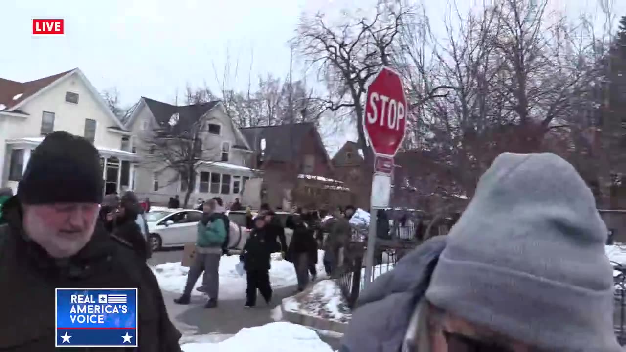 PROTESTERS SURROUND RAV AND HARASS THEM OUT OF THE NEIGHBORHOOD!