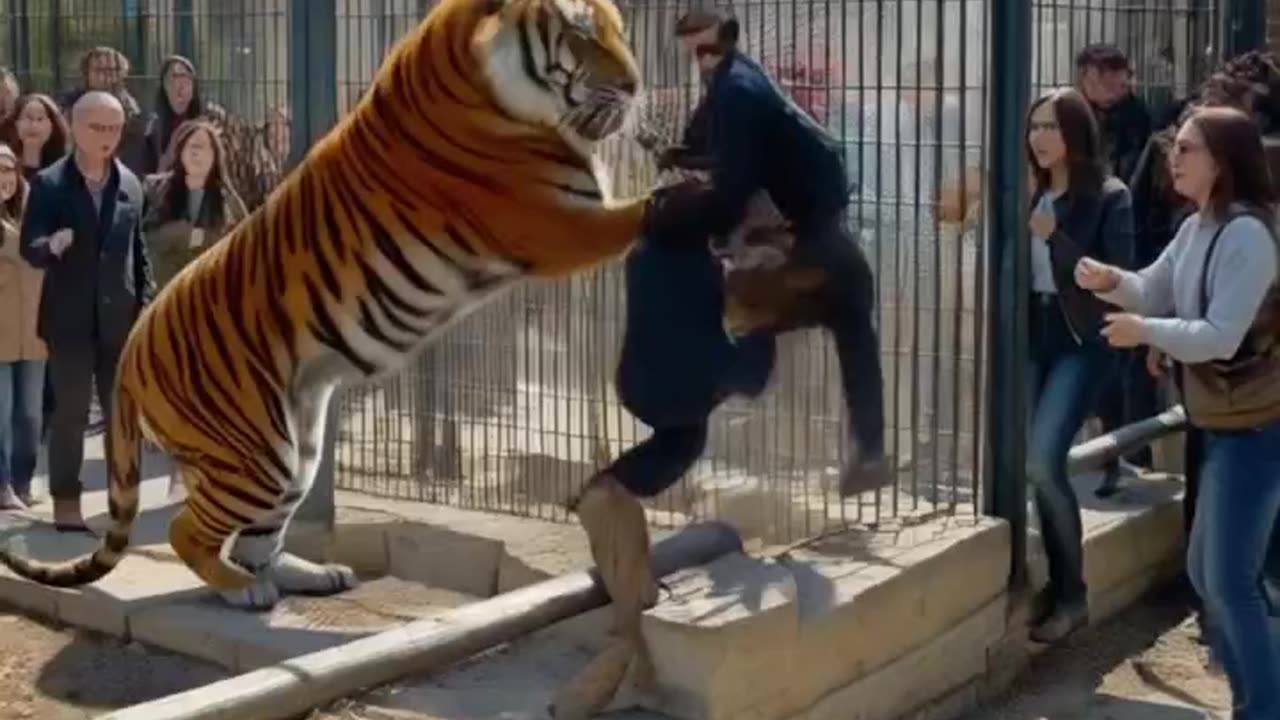 terrifying Tiger Mauling at Zoo Leaves Visitors in Horror! 🏃♂️🐅💥 #youtubeshorts #cute #youtubevideo
