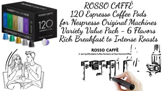 ROSSO CAFFÈ 120 Espresso Coffee Pods for Nespresso Original Machines