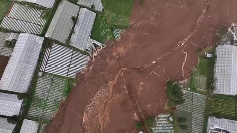 Drone footage shows aftermath of landslide in Indonesia's West Java