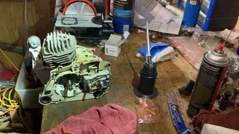 STIHL MS440 cylinder honing and top end assembly