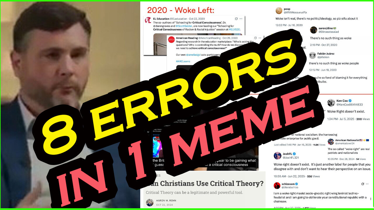James Lindsay makes 8 Errors in 1 Meme "woke right" propaganda tweet